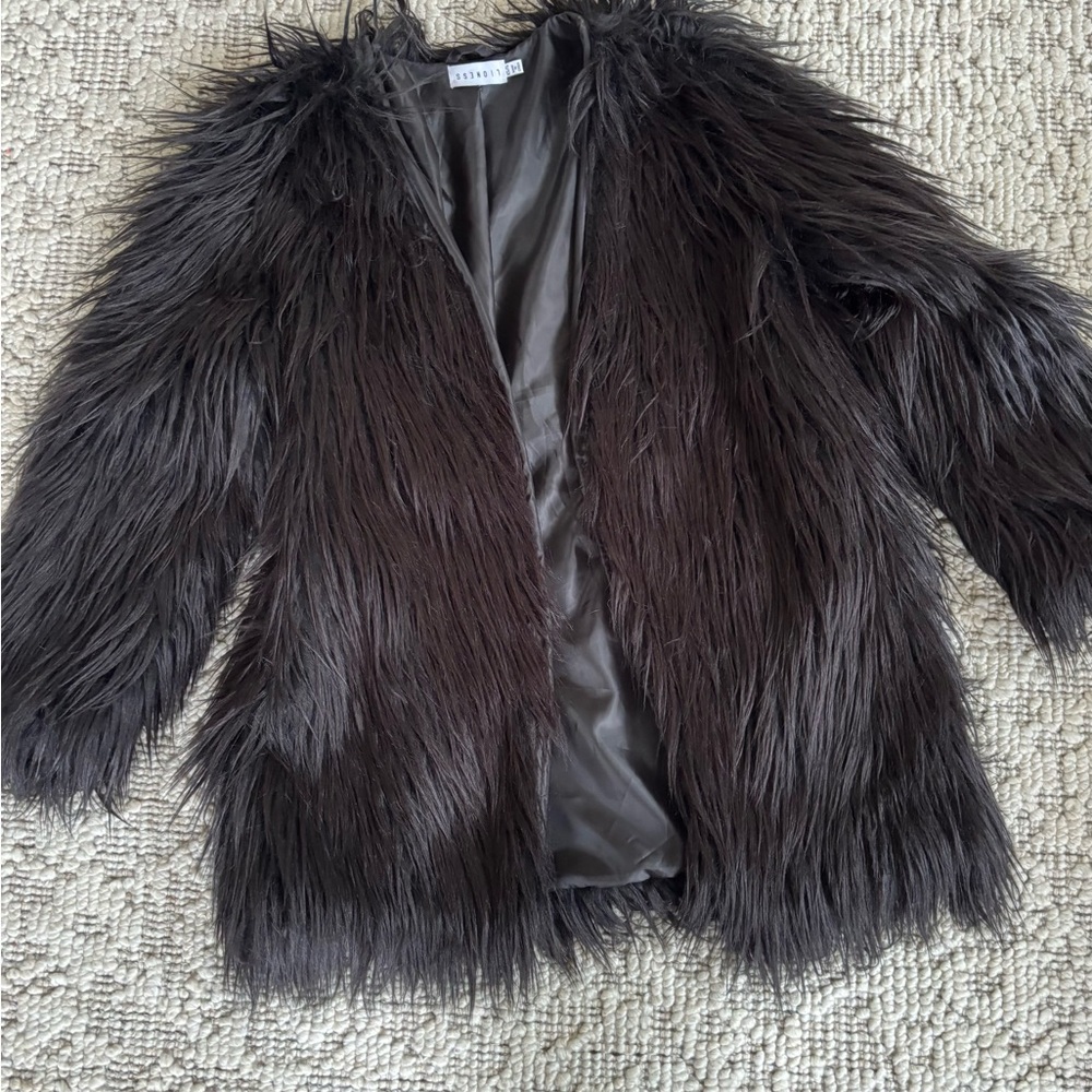 Faux Fur Coat in Black